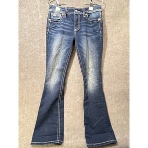 Miss Me Jeans 29 Women Flare Bootcut Embellished Dreamcatcher Feathers Denim